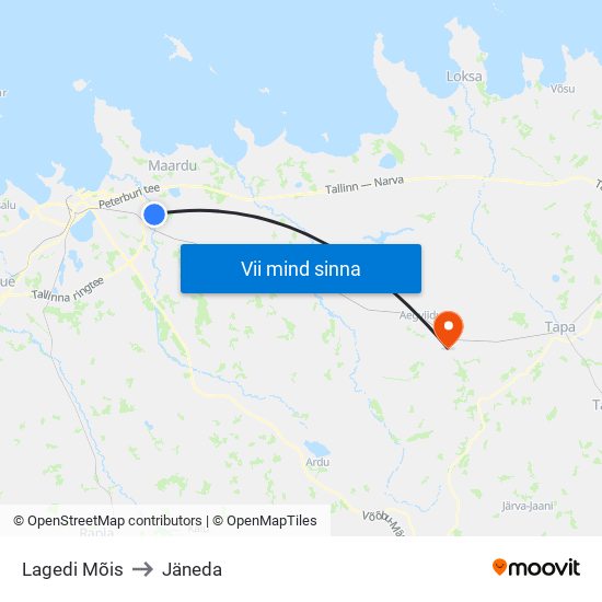 Lagedi Mõis to Jäneda map