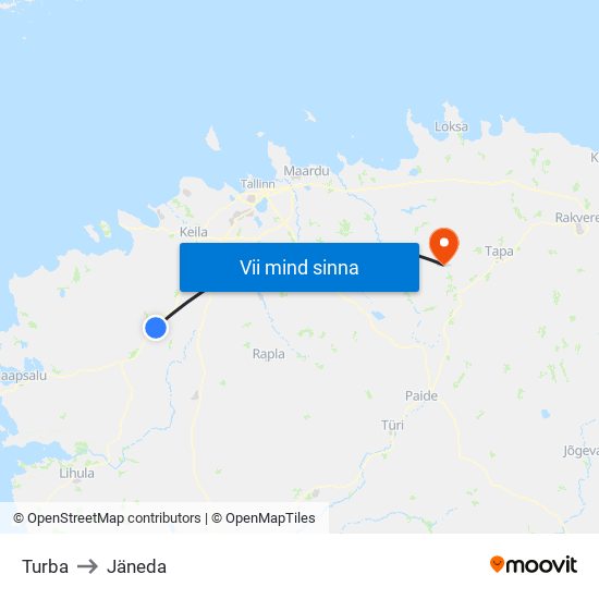 Turba to Jäneda map