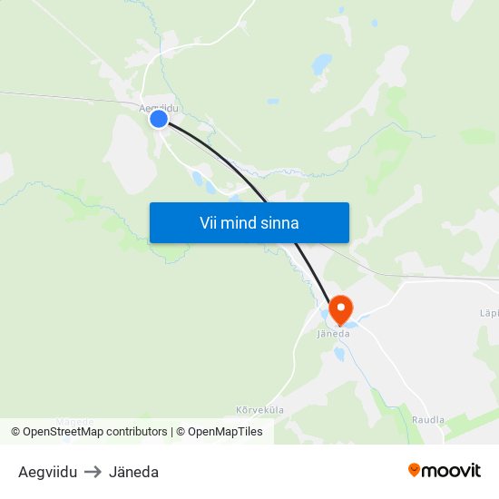 Aegviidu to Jäneda map