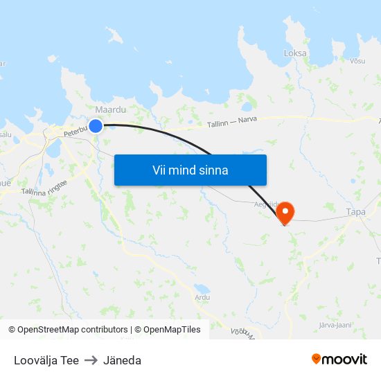 Loovälja Tee to Jäneda map