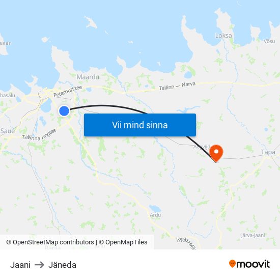 Jaani to Jäneda map