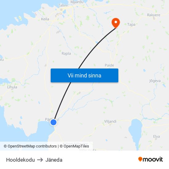Hooldekodu to Jäneda map