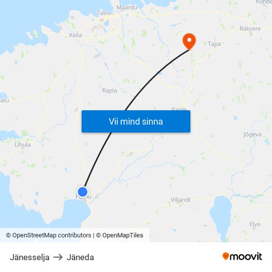 Jänesselja to Jäneda map