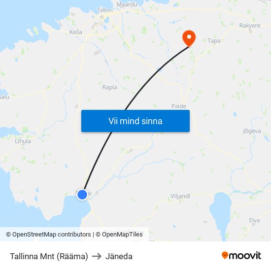 Tallinna Mnt (Rääma) to Jäneda map