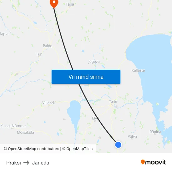 Praksi to Jäneda map