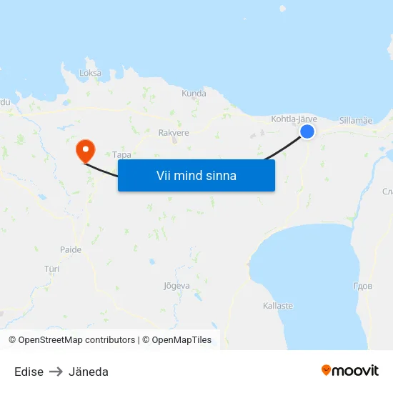 Edise to Jäneda map