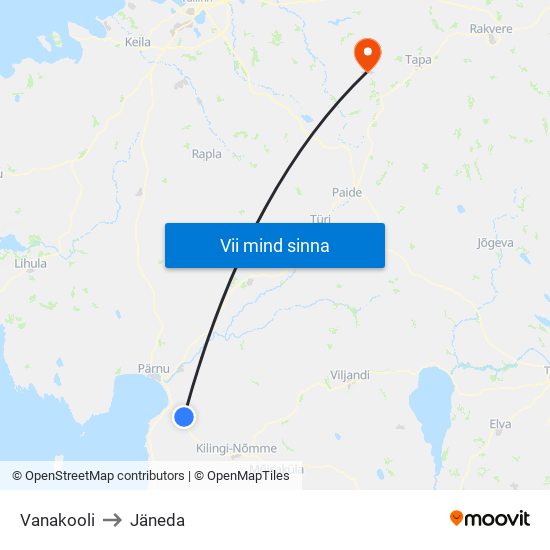 Vanakooli to Jäneda map