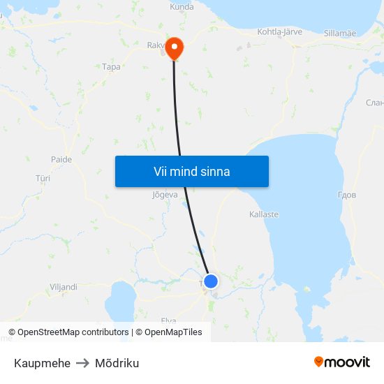 Kaupmehe to Mõdriku map