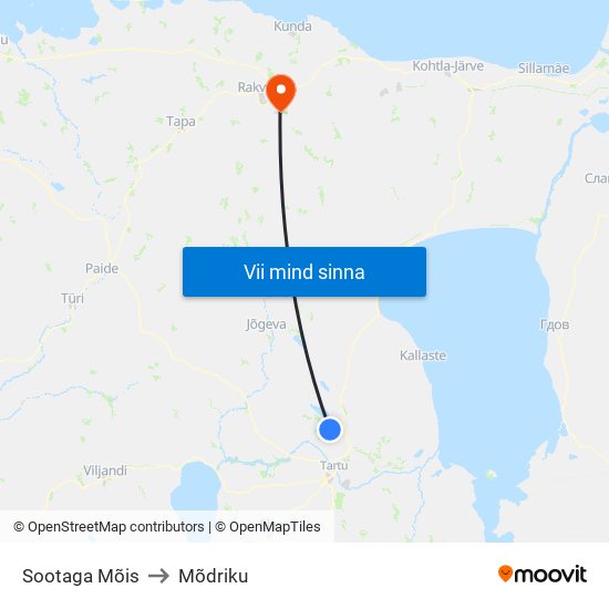 Sootaga Mõis to Mõdriku map