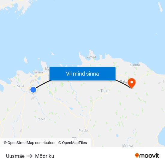 Uusmäe to Mõdriku map