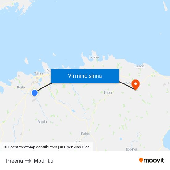 Preeria to Mõdriku map