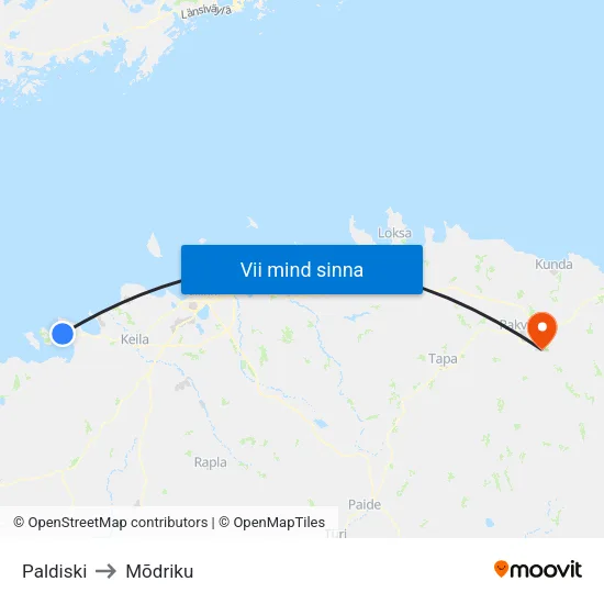 Paldiski to Mõdriku map