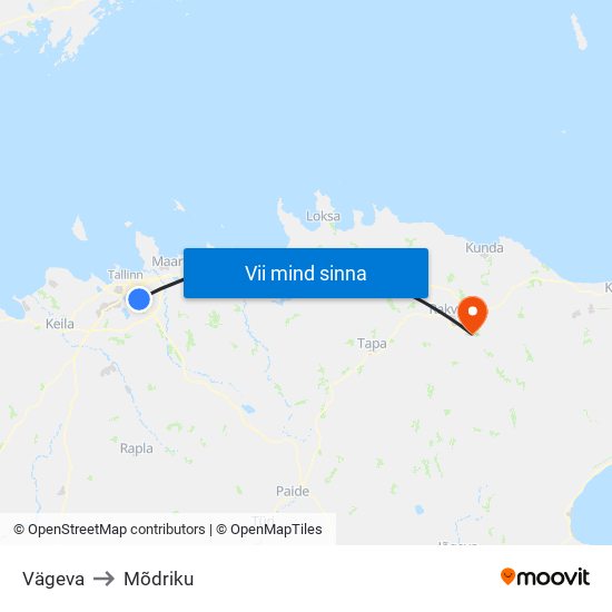 Vägeva to Mõdriku map