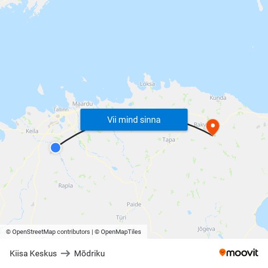 Kiisa Keskus to Mõdriku map