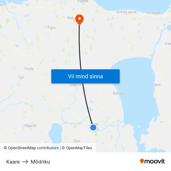 Kaare to Mõdriku map