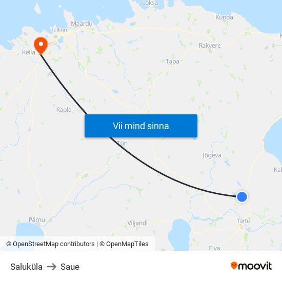 Saluküla to Saue map