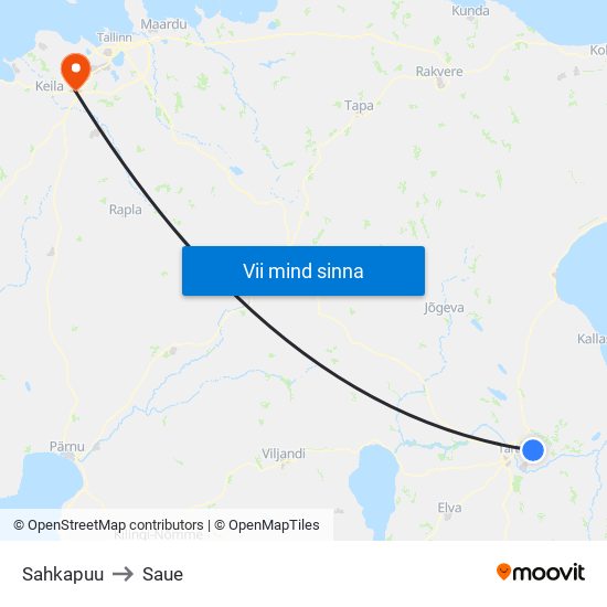 Sahkapuu to Saue map