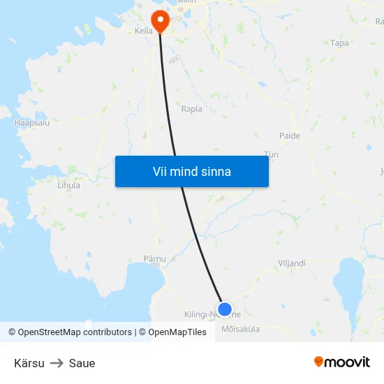 Kärsu to Saue map