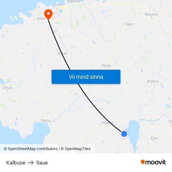 Kalbuse to Saue map