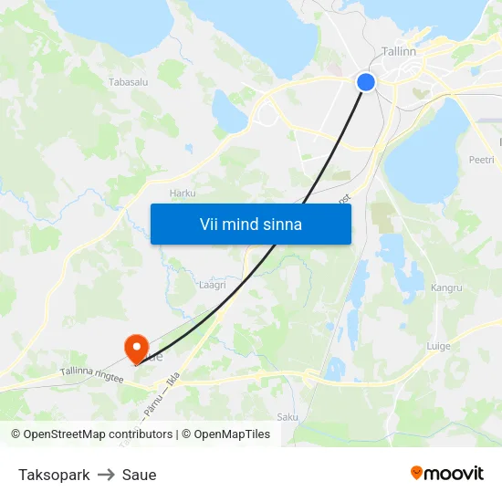 Taksopark to Saue map