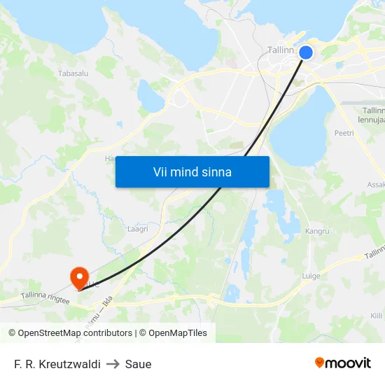 F. R. Kreutzwaldi to Saue map
