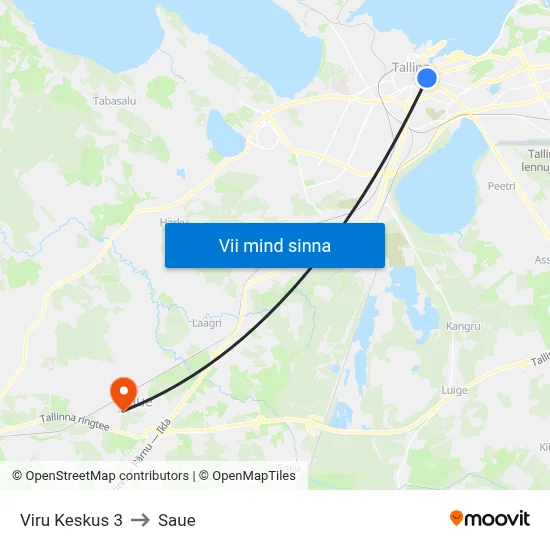 Viru Keskus 3 to Saue map
