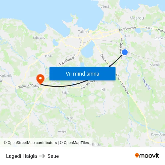 Lagedi Haigla to Saue map