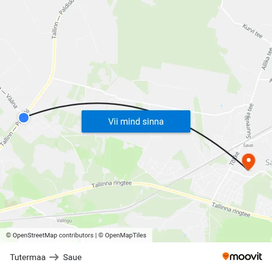 Tutermaa to Saue map