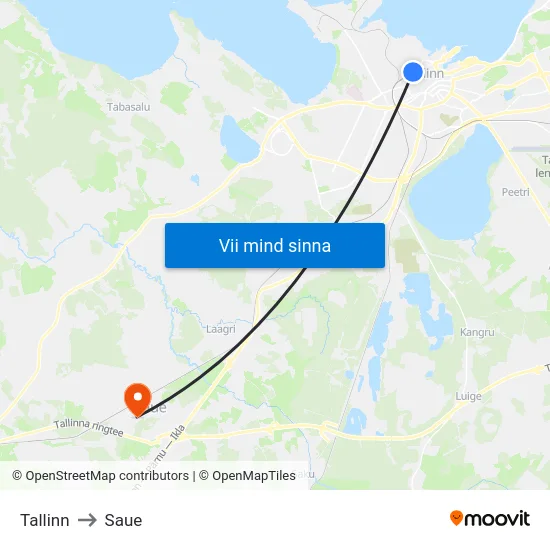 Tallinn to Saue map