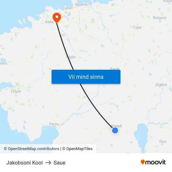 Jakobsoni Kool to Saue map