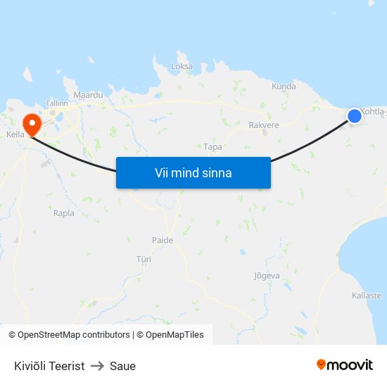 Kiviõli Teerist to Saue map