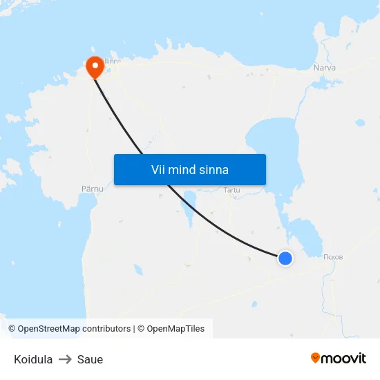 Koidula to Saue map