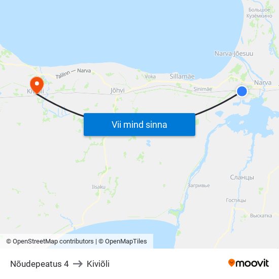 Nõudepeatus 4 to Kiviõli map