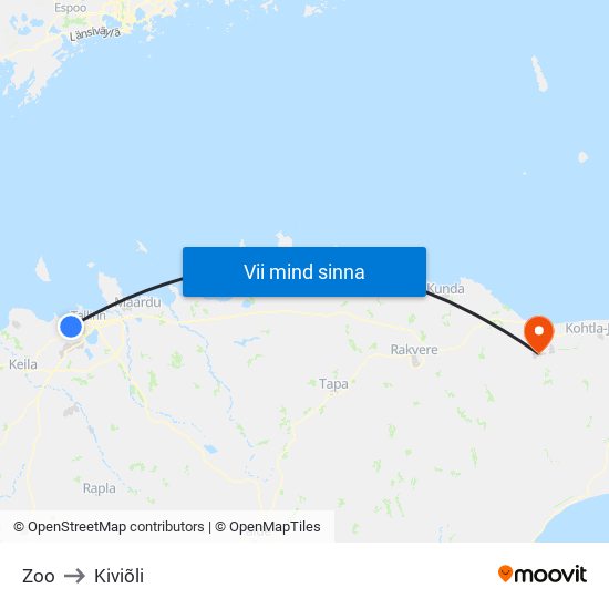 Zoo to Kiviõli map