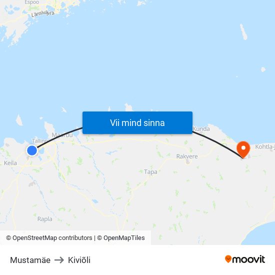 Mustamäe to Kiviõli map