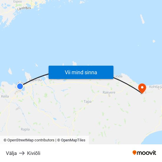 Välja to Kiviõli map