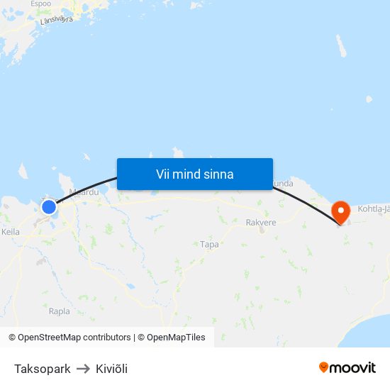 Taksopark to Kiviõli map