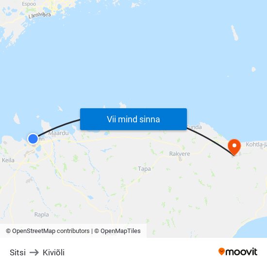 Sitsi to Kiviõli map