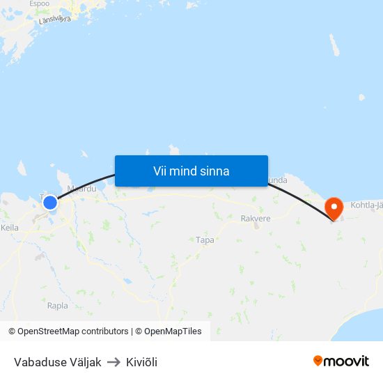 Vabaduse Väljak to Kiviõli map