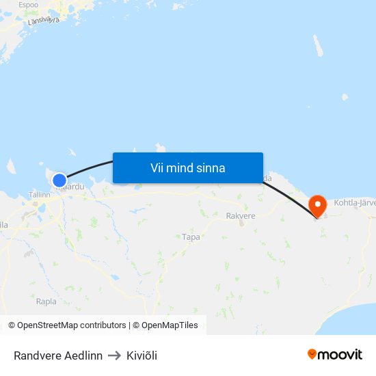 Randvere Aedlinn to Kiviõli map