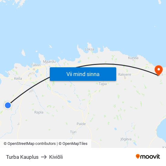 Turba Kauplus to Kiviõli map