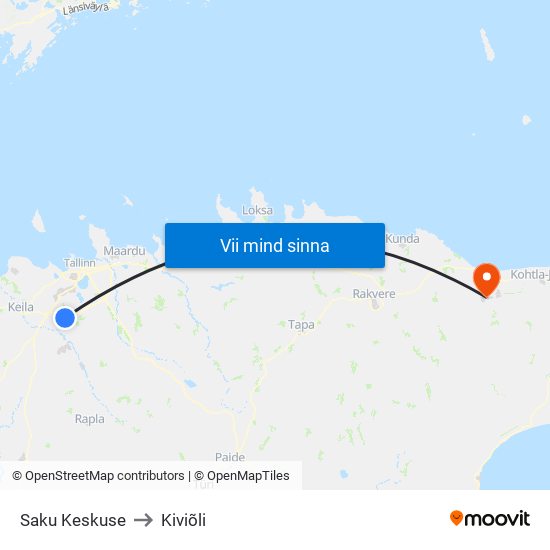 Saku Keskuse to Kiviõli map