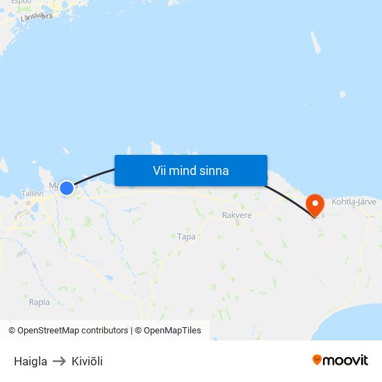 Haigla to Kiviõli map