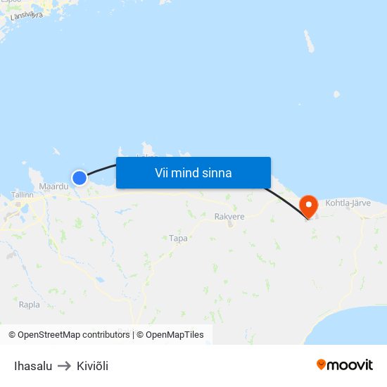 Ihasalu to Kiviõli map