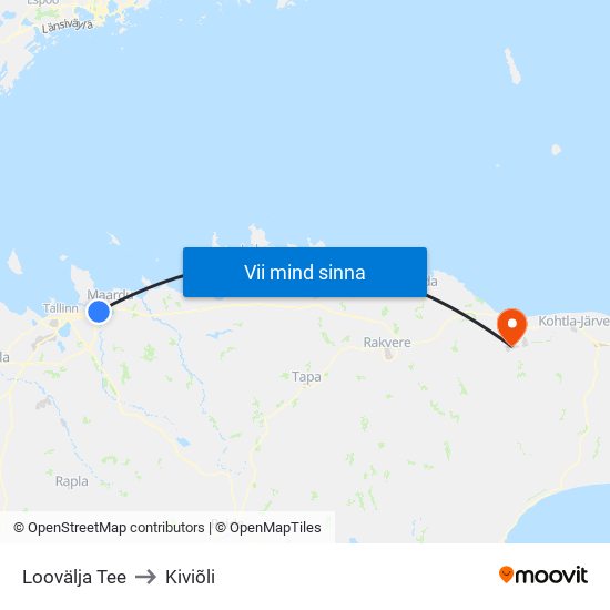 Loovälja Tee to Kiviõli map