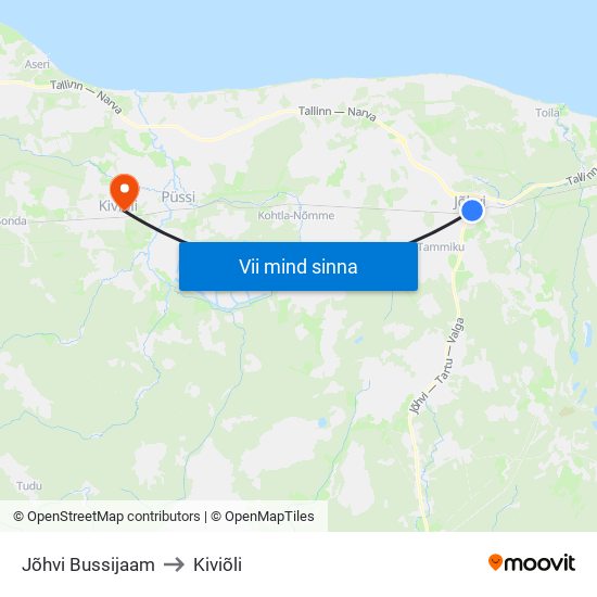 Jõhvi Bussijaam to Kiviõli map