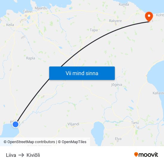 Liiva to Kiviõli map