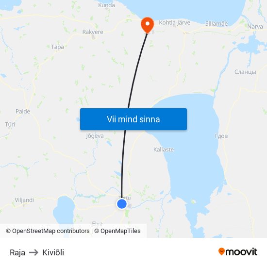 Raja to Kiviõli map