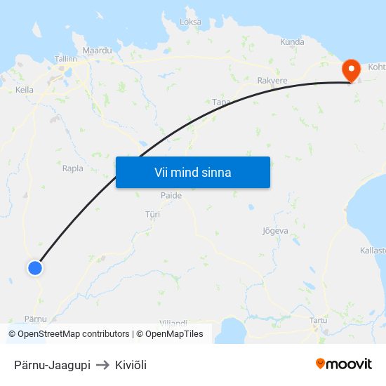 Pärnu-Jaagupi to Kiviõli map