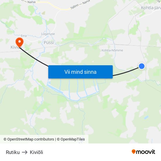 Rutiku to Kiviõli map